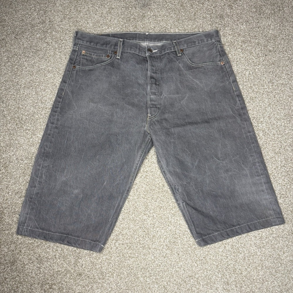 Y2K Levi's 501 Cut Off Shorts Men's Size 36 (Tag 38x32) Gray Button Fly
